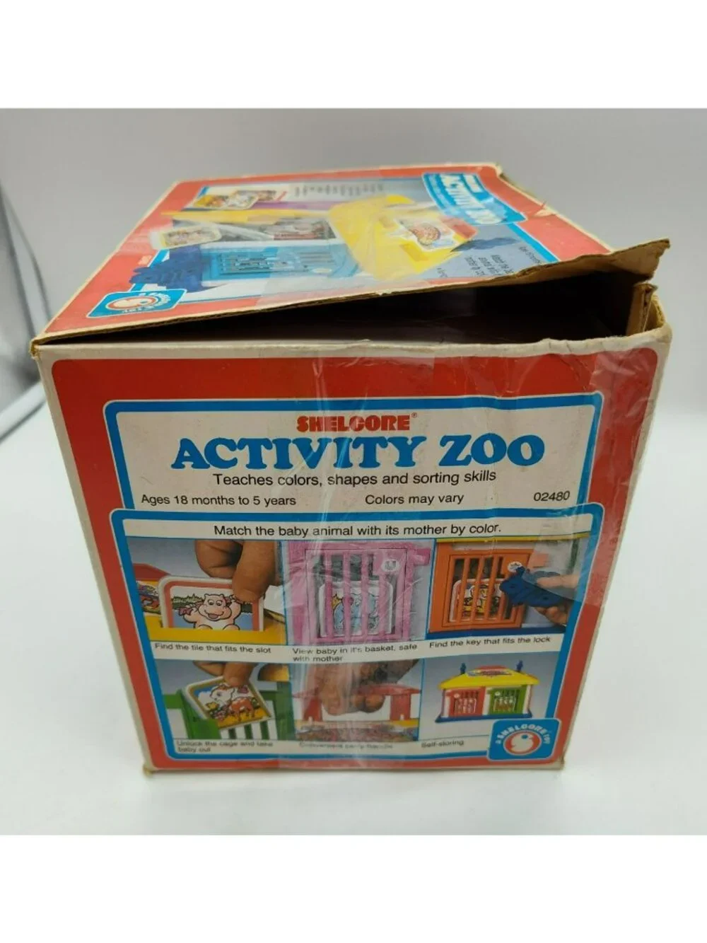Vintage Shelcore 1986 Sorting Activity Zoo Animals Baby Toddler Toy, Box & Keys
